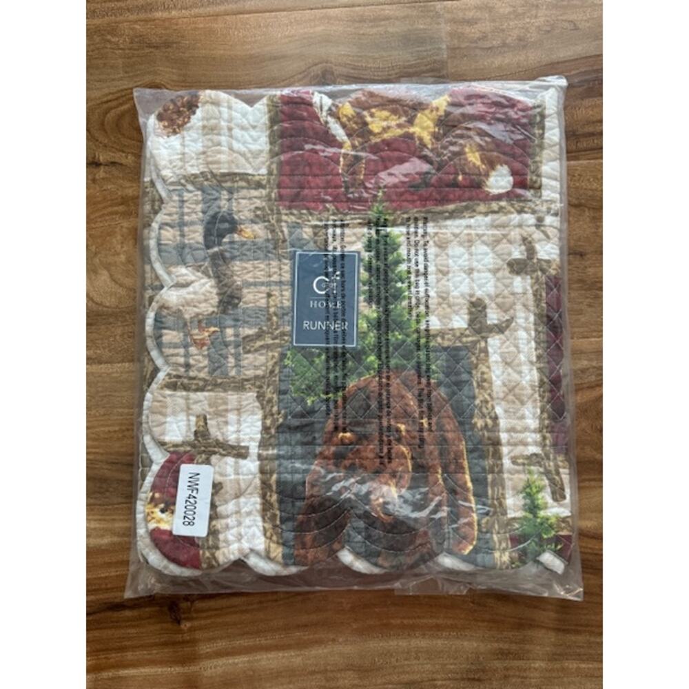 C&F Home Rustic Cabin Table Runner Fox Deer Bear Woods 14x51- NWT - Picture 2 of 3